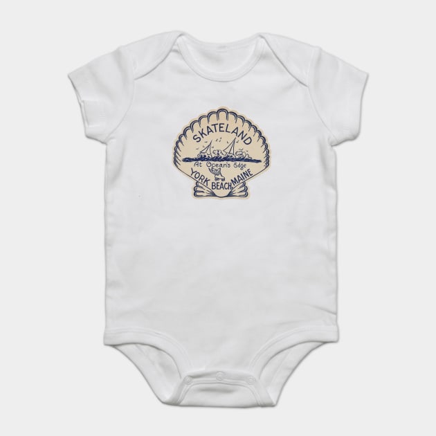 Vintage Roller Skating York Beach Maine Baby Bodysuit by Timeless Chaos
